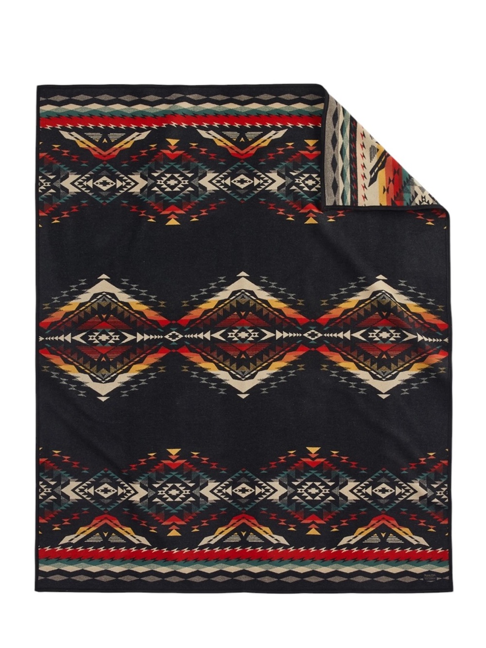 Pendleton Bridge Creek Unnapped Black Beige Western Wool Robe Throw Blanket NEW
